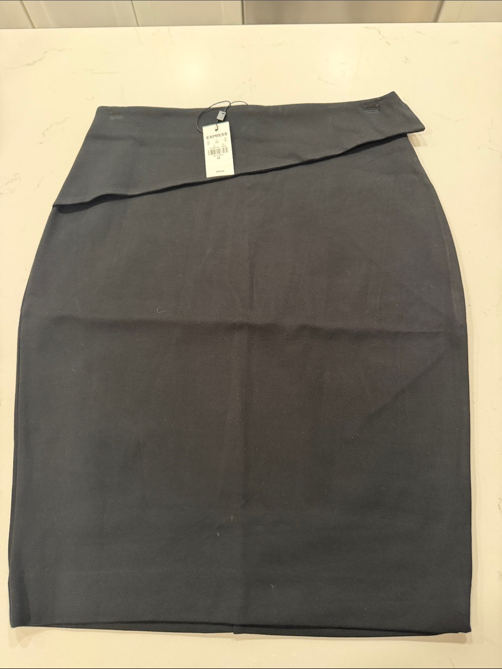 Express Black Foldover Waist Pencil Skirt